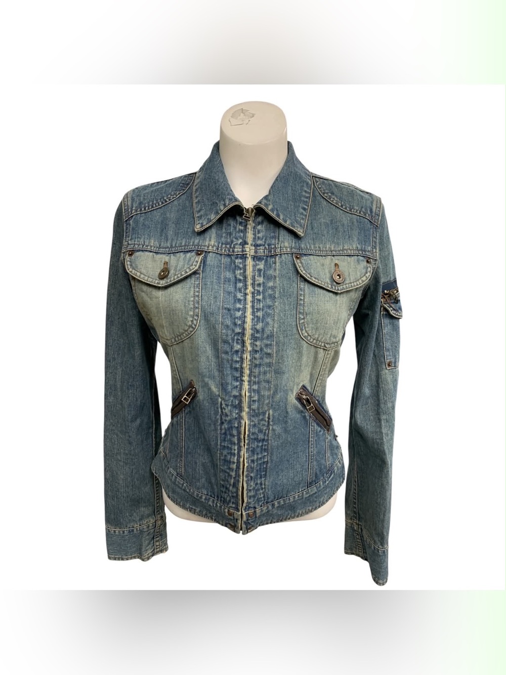 Jacob Blue Denim Zip-Front Jacket Size M